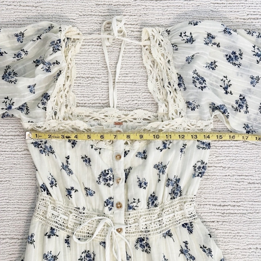 FREE PEOPLE Morning Meadows XS Pale Yellow Maxi Dress Fairycore Coquette Cottage - Picture 9 of 16